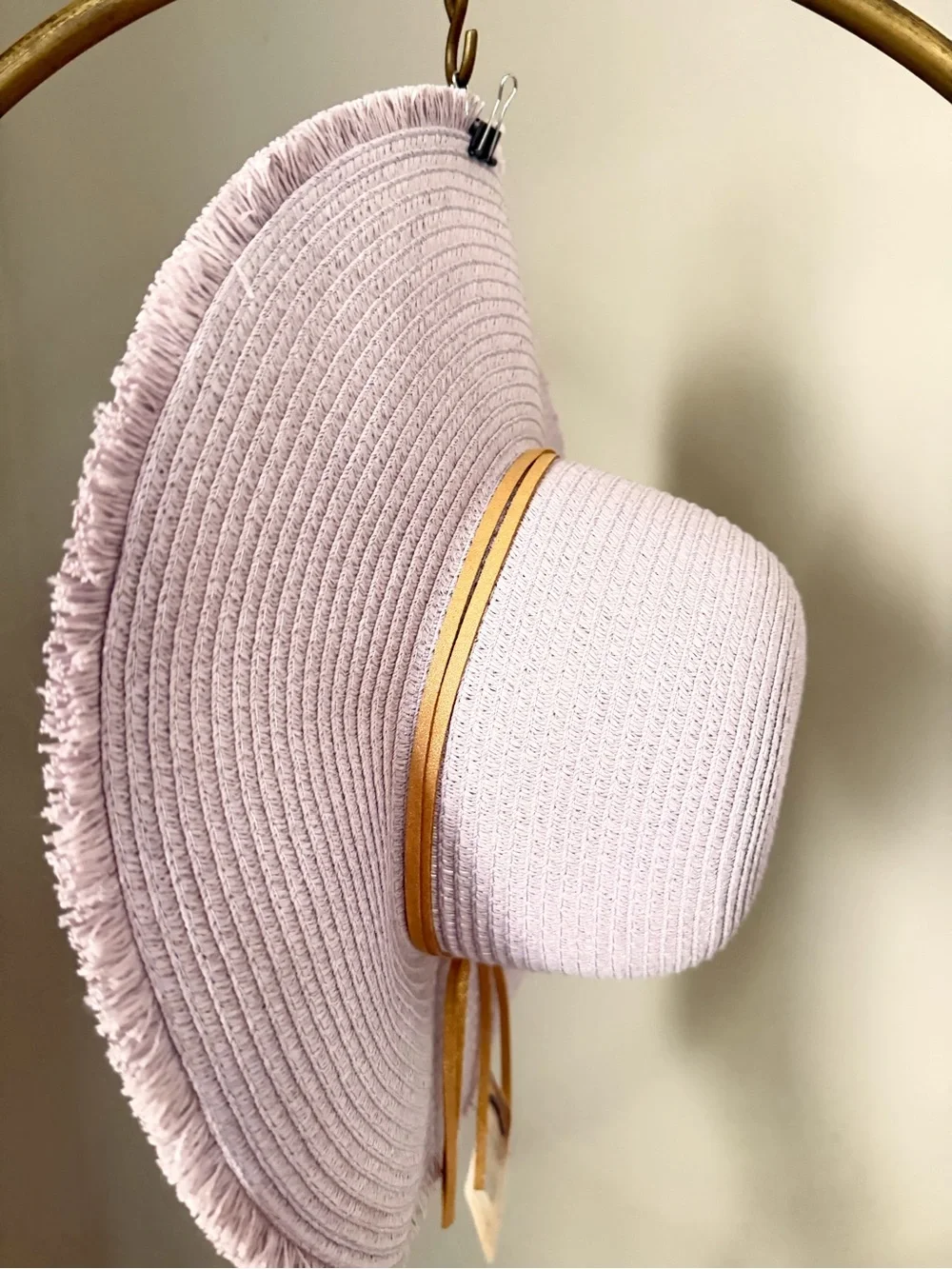 Panama Jack Lilac Wide Brim Sun Hat with Tan Band- Adjustable Size
